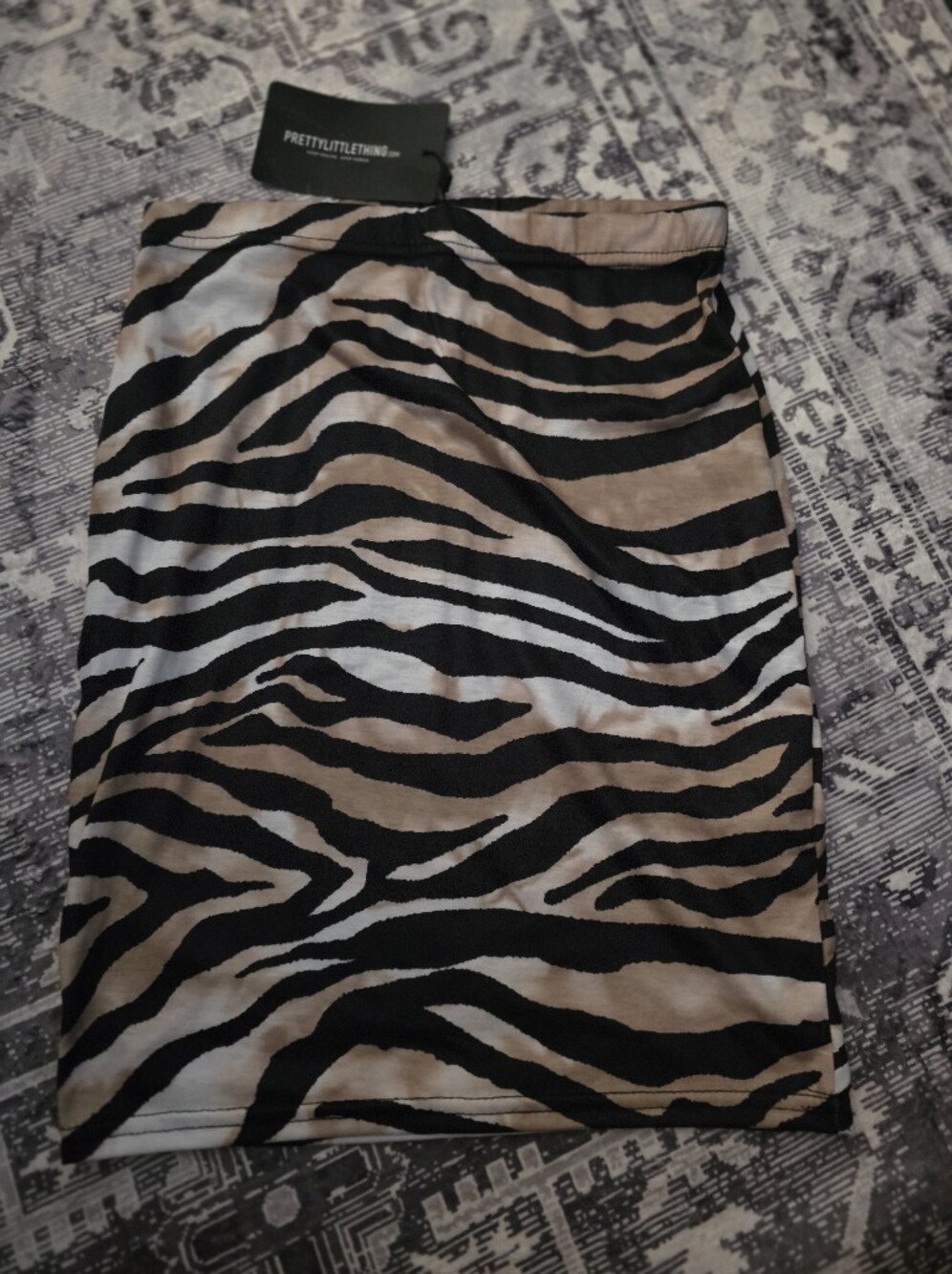 PrettyLittleThing Zebra Print Skirt - Black & Tan